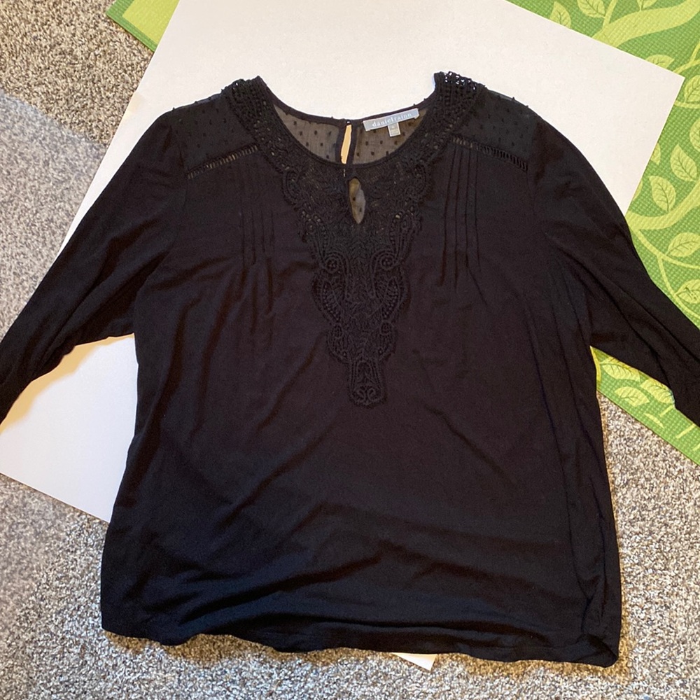 Daniel Rainn XL Black Long Sleeved Blouse